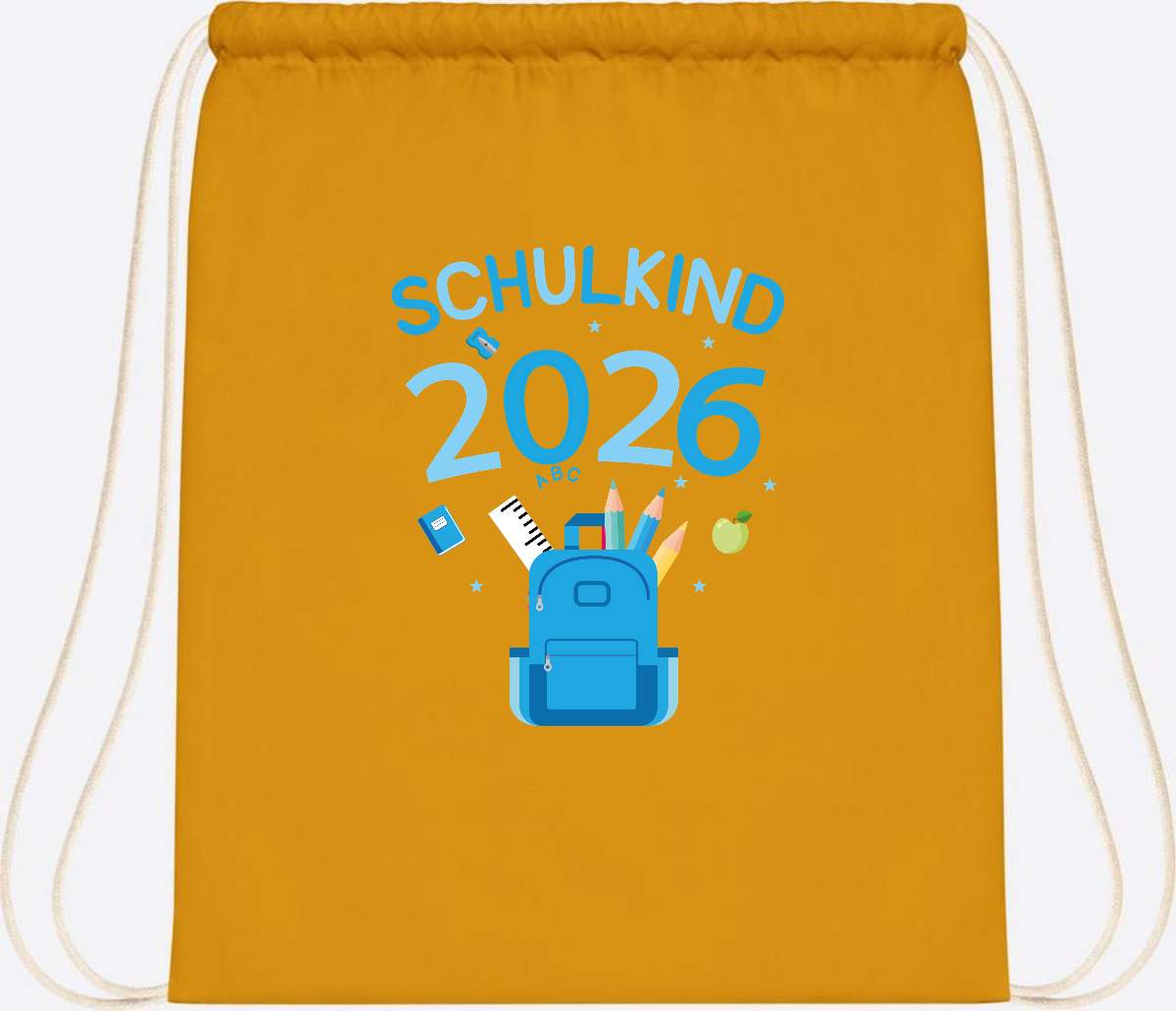 Turnbeutel Schulkind 2026 mit Namen zur Einschulung - Mustard