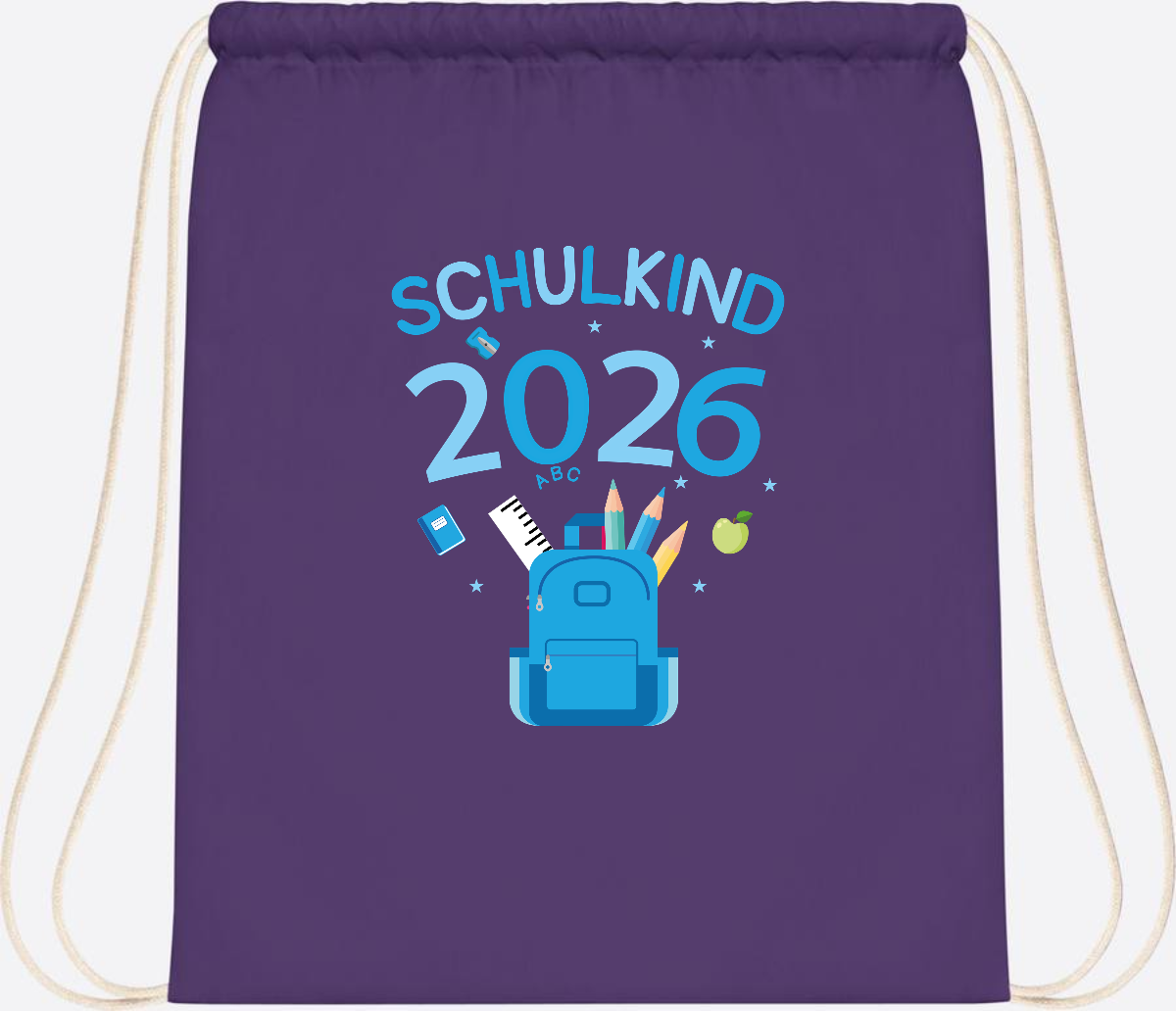 Turnbeutel Schulkind 2026 mit Namen zur Einschulung - Purple