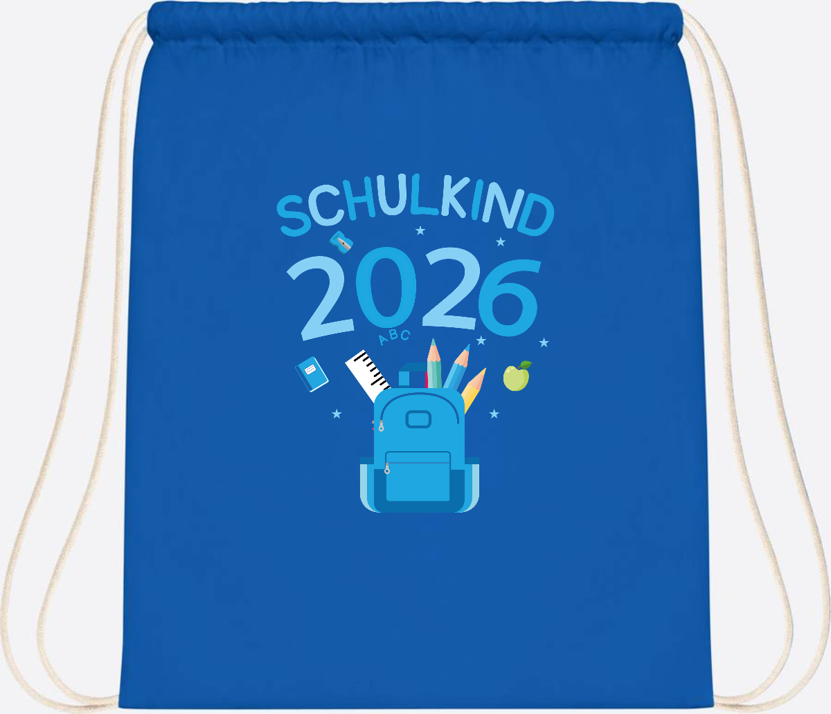 Turnbeutel Schulkind 2026 mit Namen zur Einschulung - Sapphire Blue