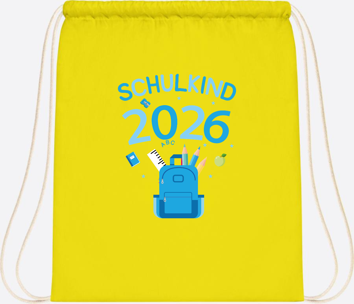 Turnbeutel Schulkind 2026 mit Namen zur Einschulung - Yellow