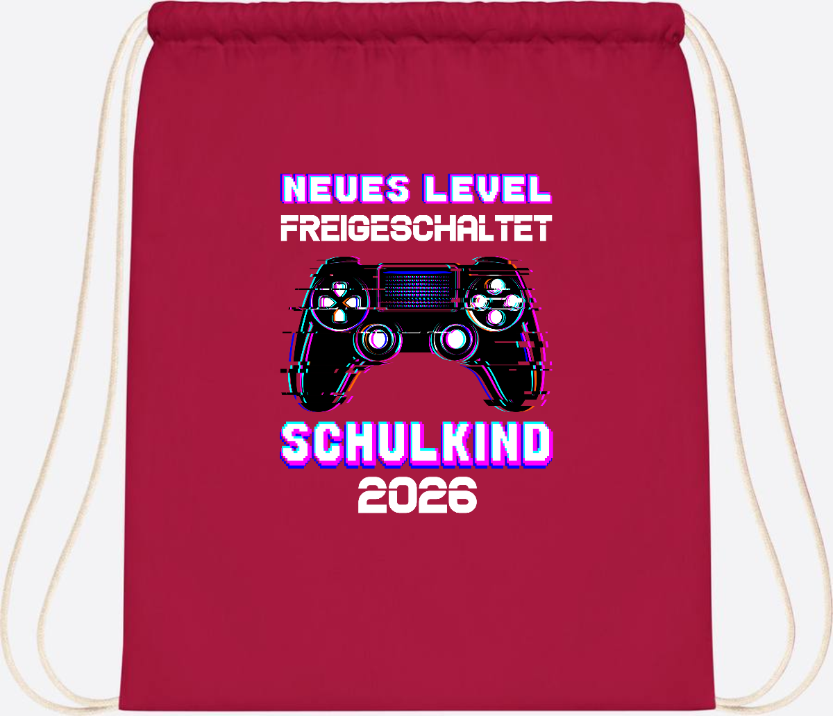 Turnbeutel Schulkind 2026 - Neues Level freigeschaltet Gamer - Classic Red