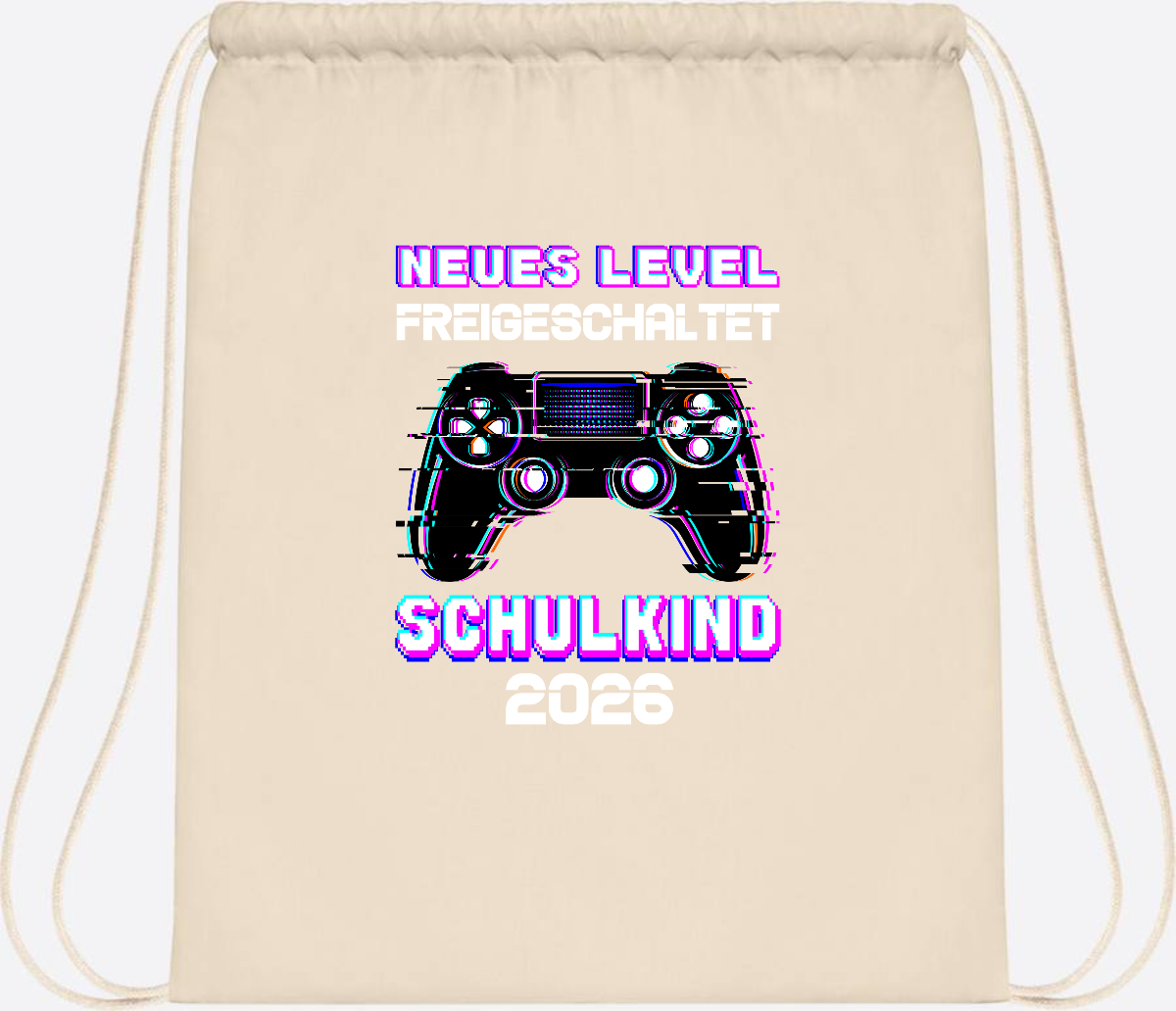 Turnbeutel Schulkind 2026 - Neues Level freigeschaltet Gamer - Natural