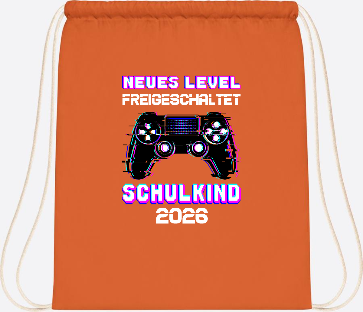 Turnbeutel Schulkind 2026 - Neues Level freigeschaltet Gamer - Orange
