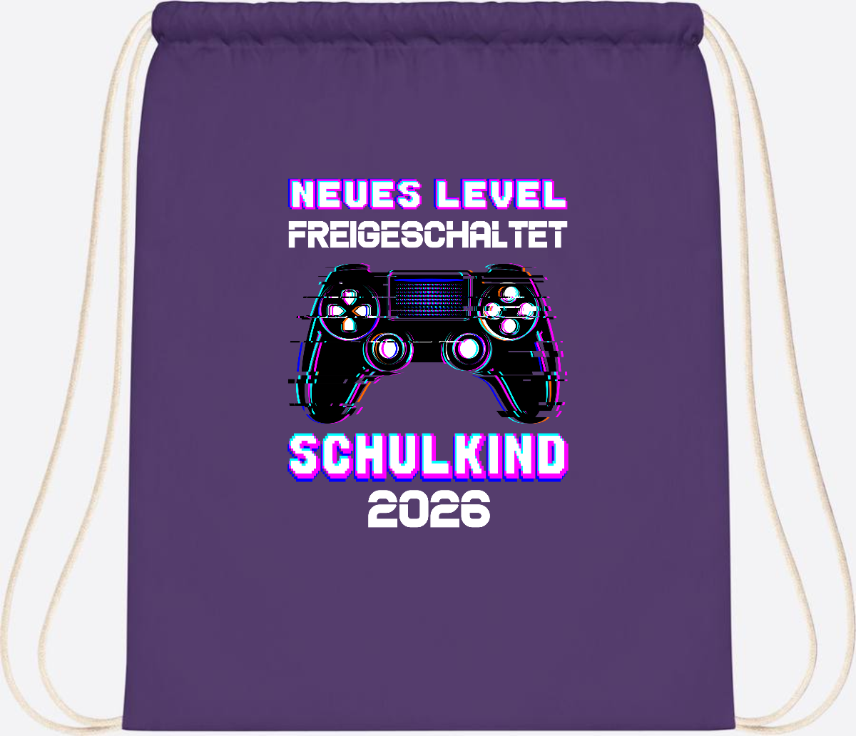 Turnbeutel Schulkind 2026 - Neues Level freigeschaltet Gamer - Purple