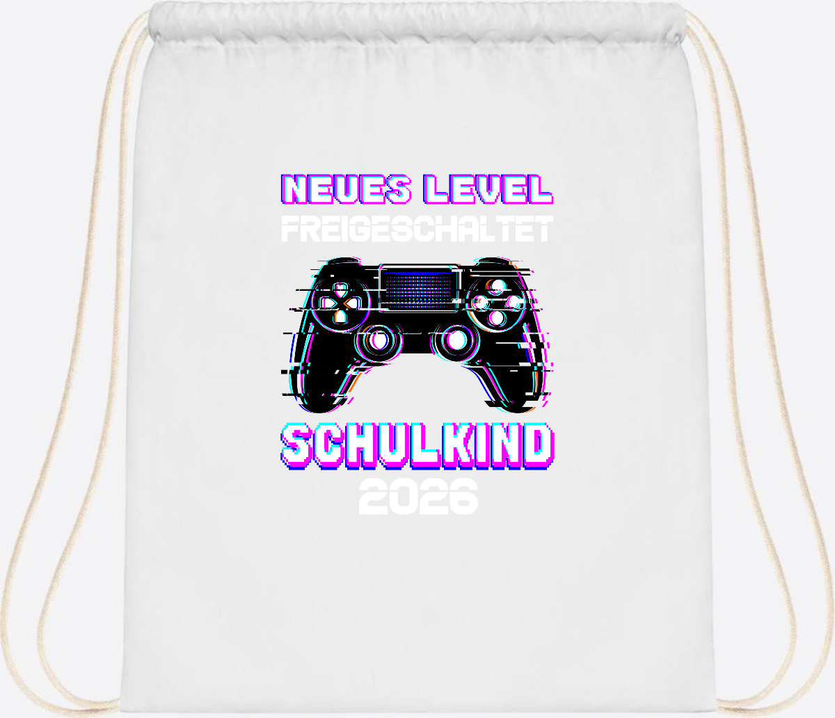 Turnbeutel Schulkind 2026 - Neues Level freigeschaltet Gamer - White