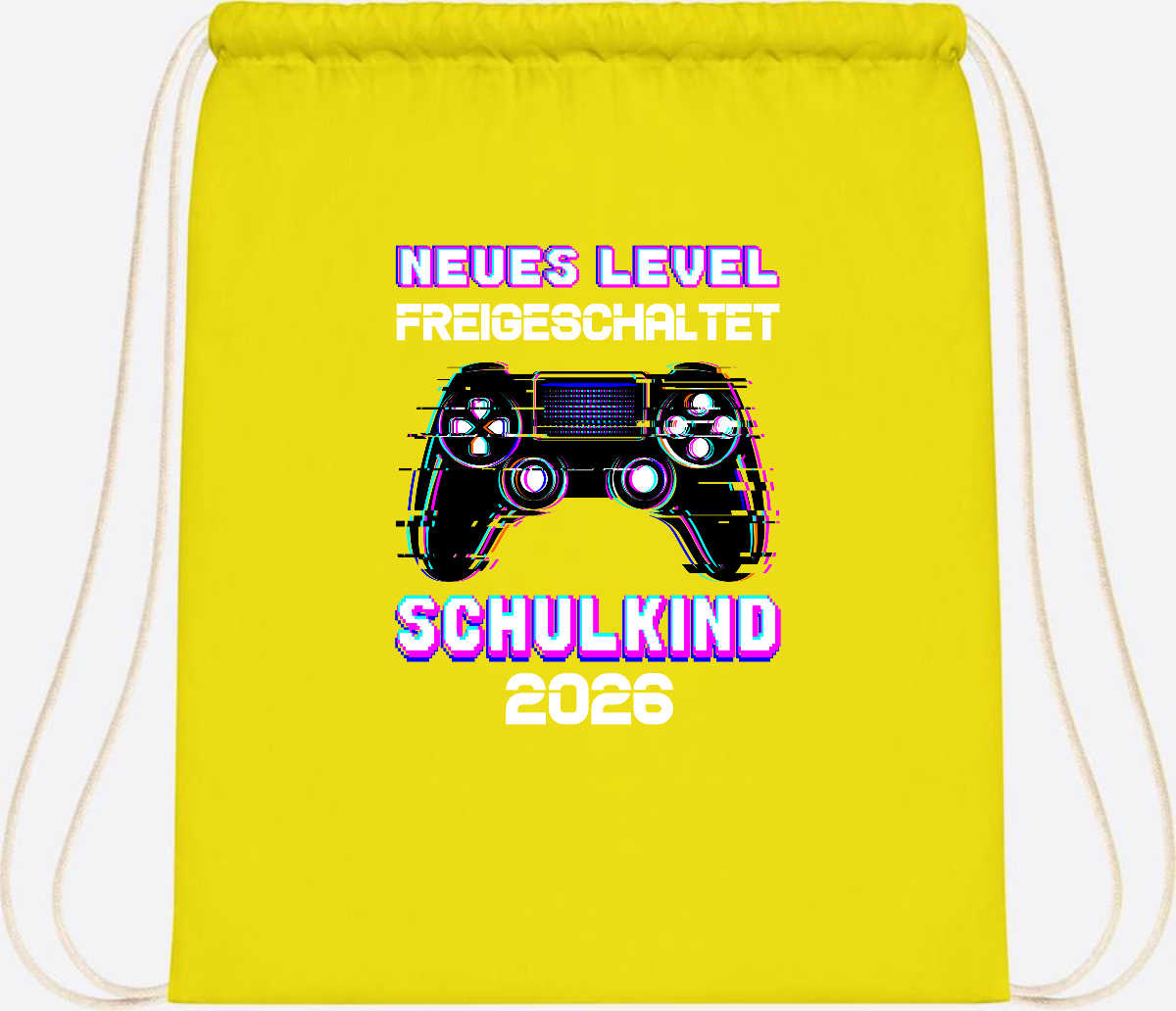 Turnbeutel Schulkind 2026 - Neues Level freigeschaltet Gamer - Yellow