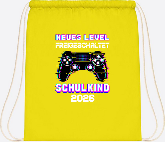 Turnbeutel Schulkind 2026 - Neues Level freigeschaltet Gamer - Yellow