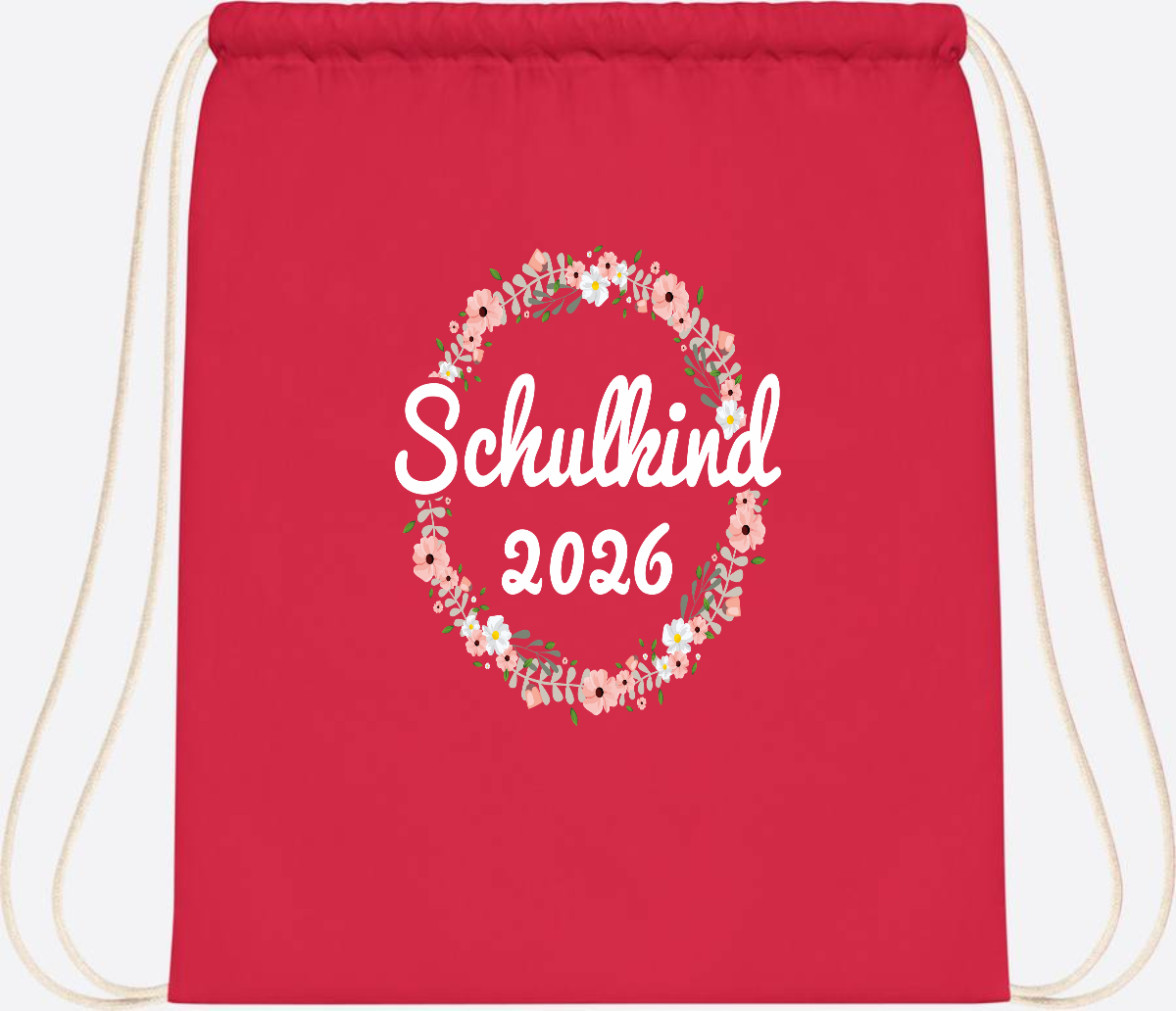 Turnbeutel Schulkind 2026 – Personalisiert mit Namen - Bright Red