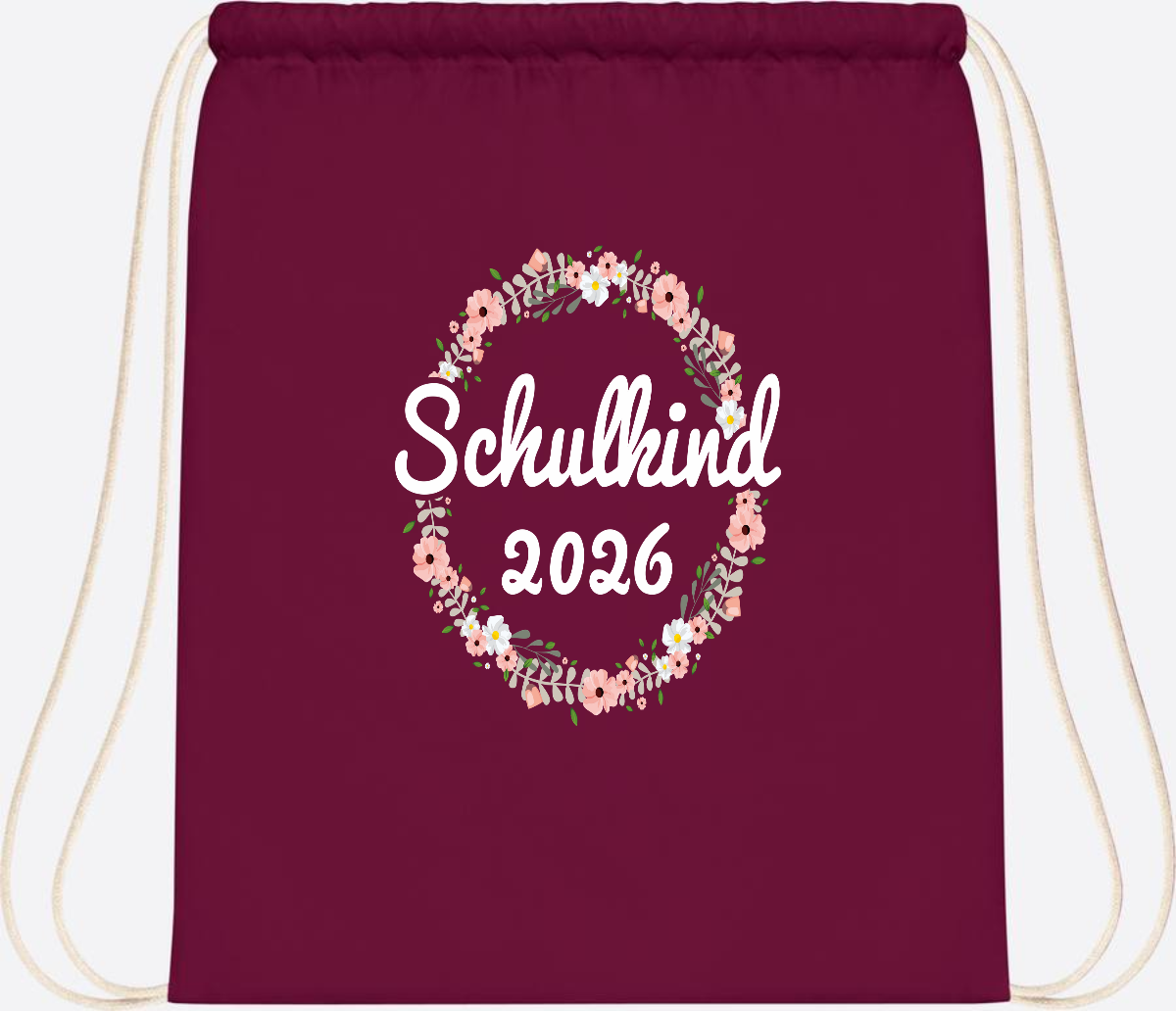 Turnbeutel Schulkind 2026 – Personalisiert mit Namen - Burgundy