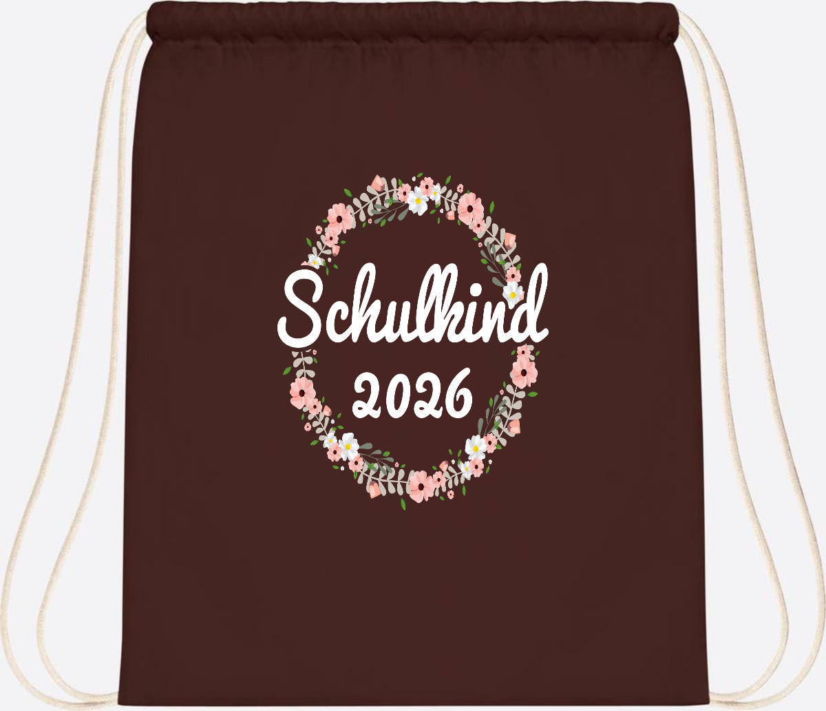 Turnbeutel Schulkind 2026 – Personalisiert mit Namen - Chocolate