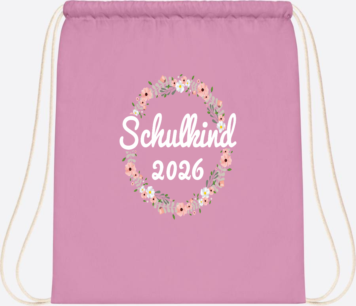 Turnbeutel Schulkind 2026 – Personalisiert mit Namen - Classic Pink/White