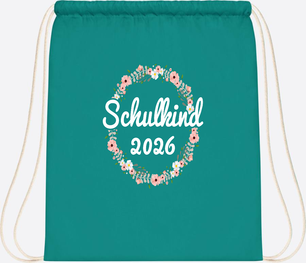 Turnbeutel Schulkind 2026 – Personalisiert mit Namen - Emerald