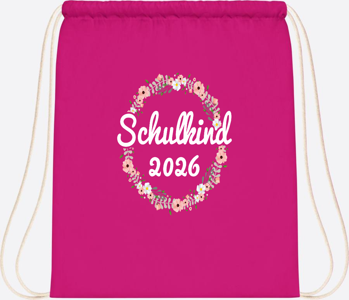 Turnbeutel Schulkind 2026 – Personalisiert mit Namen - Fuchsia