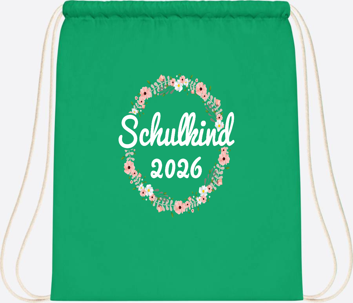 Turnbeutel Schulkind 2026 – Personalisiert mit Namen - Kelly Green