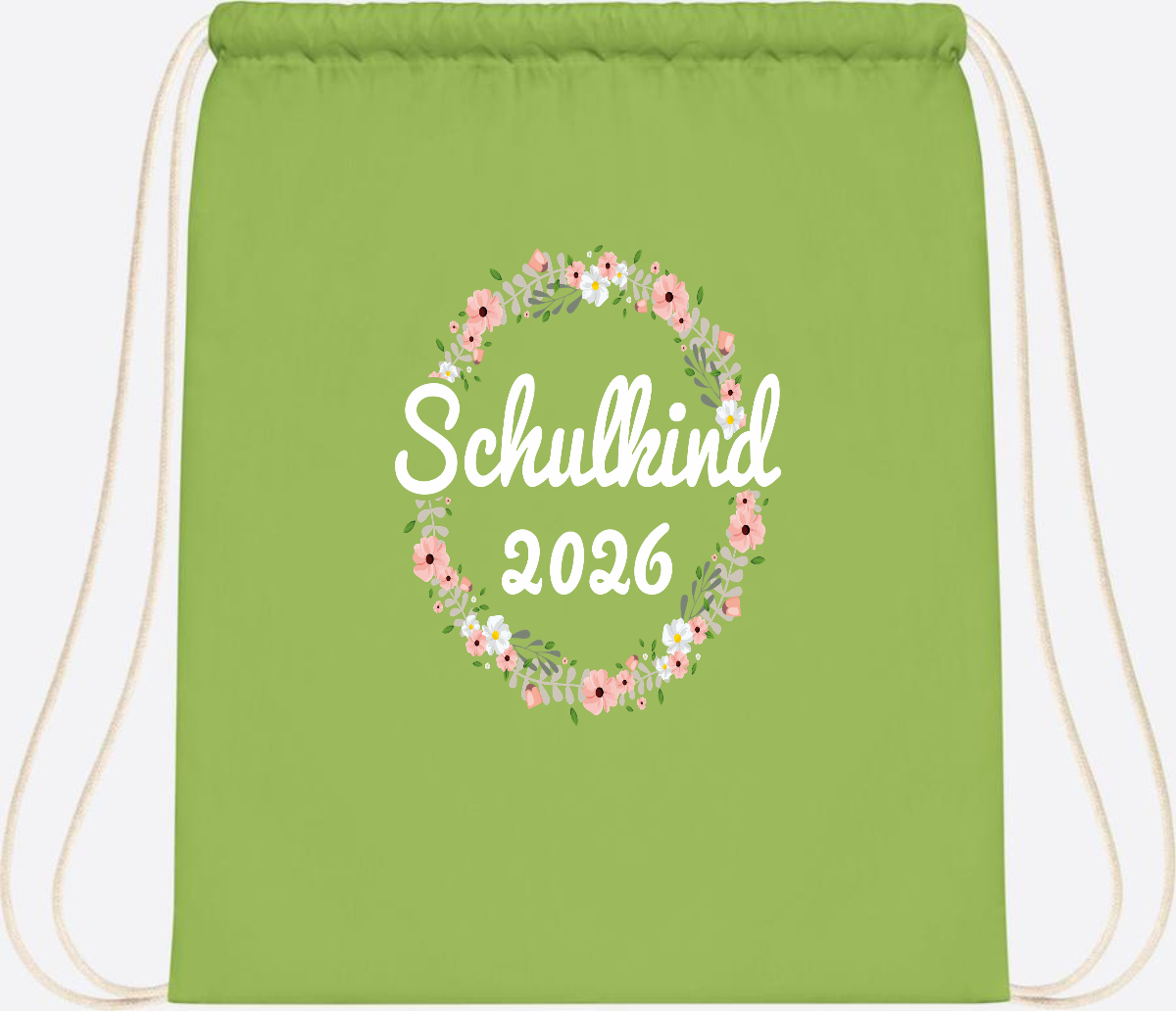 Turnbeutel Schulkind 2026 – Personalisiert mit Namen - Lime Green