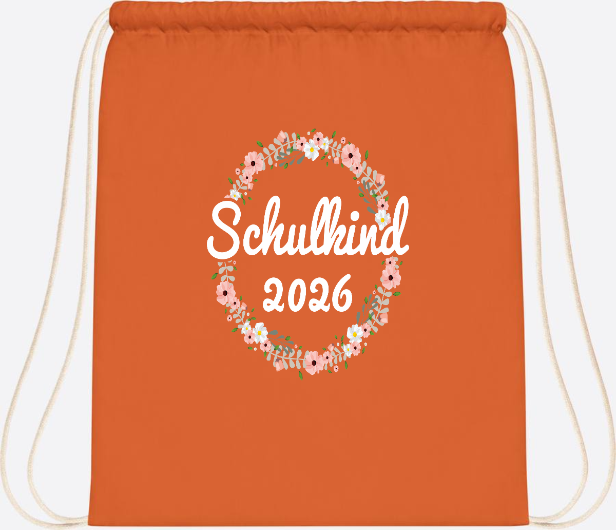 Turnbeutel Schulkind 2026 – Personalisiert mit Namen - Orange