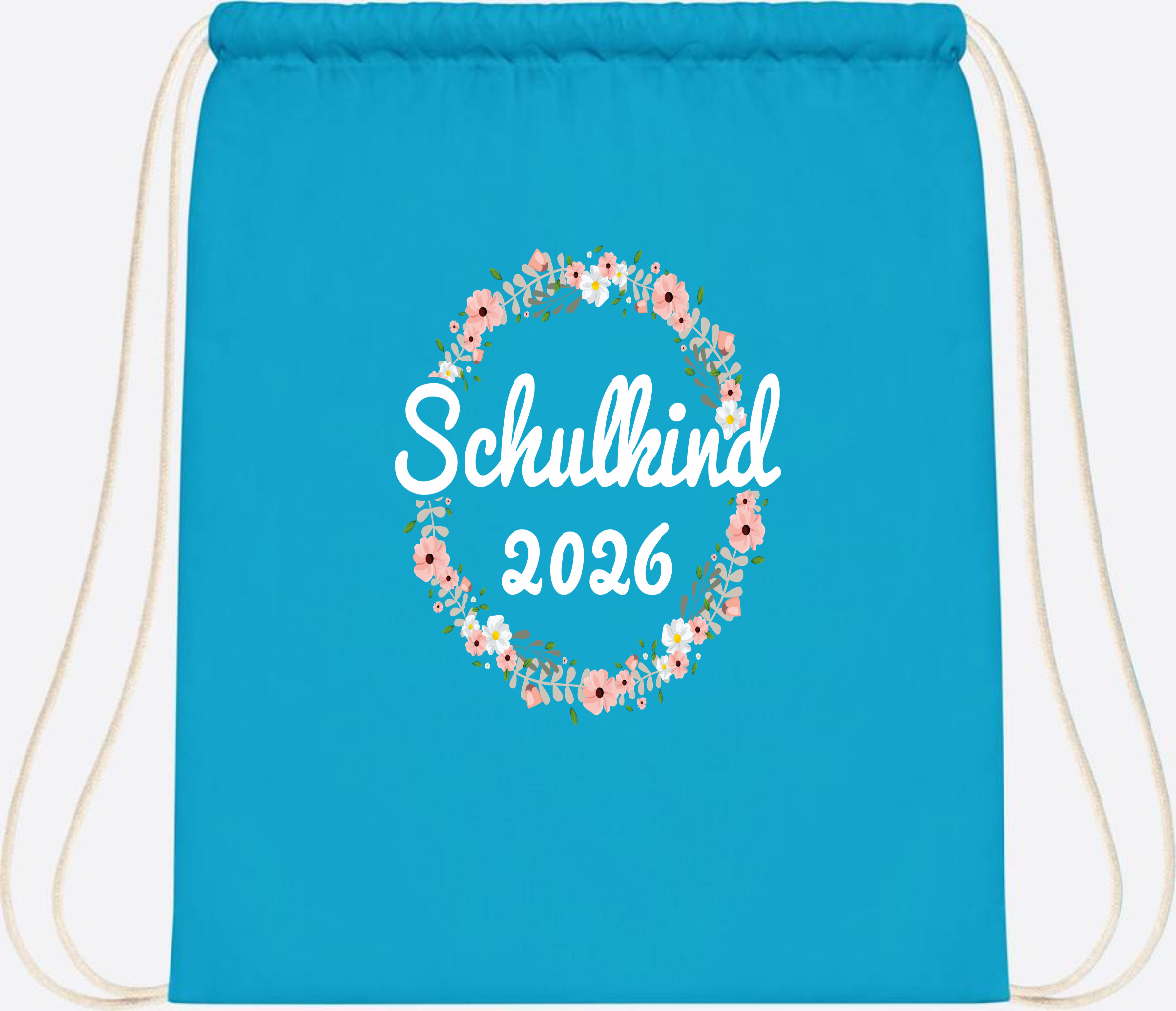 Turnbeutel Schulkind 2026 – Personalisiert mit Namen - Surf Blue