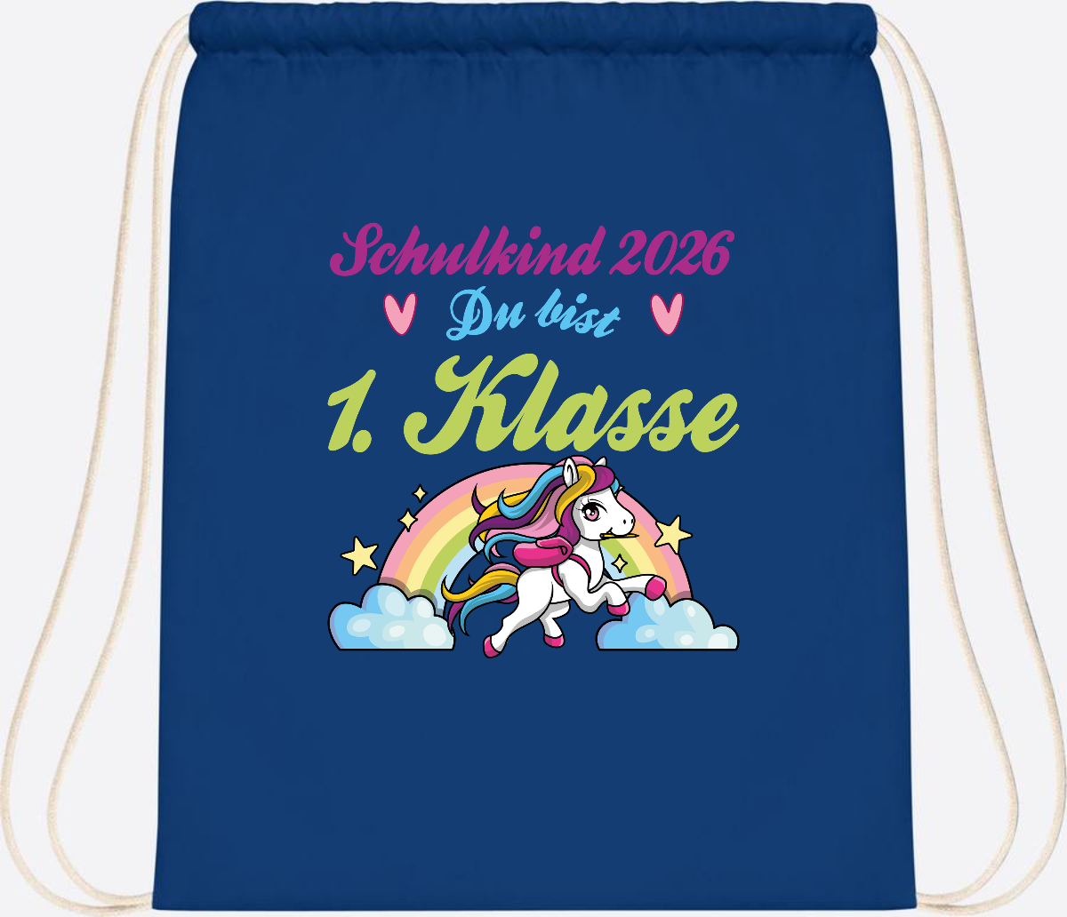 Turnbeutel Schulkind 2026 - Pferd & Regenbogen mit Namen - Bright Royal