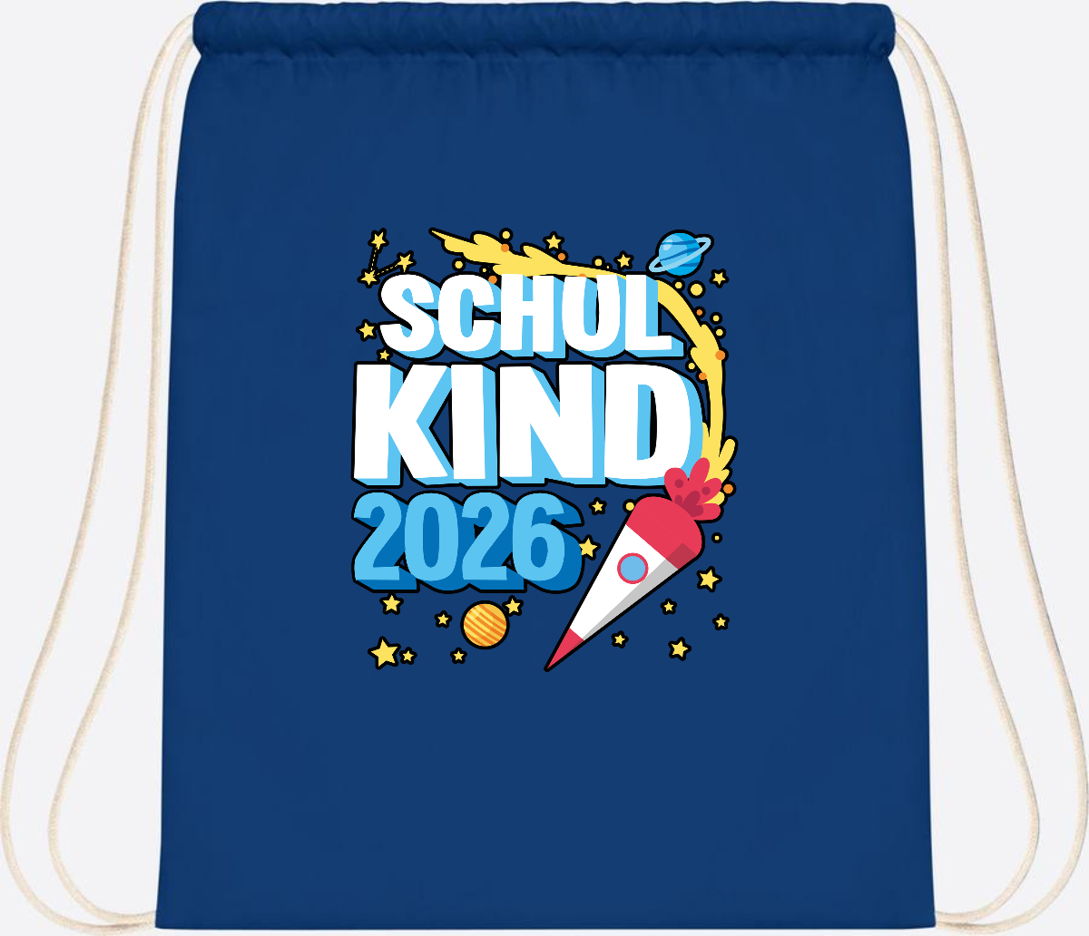 Turnbeutel Schulkind 2026 Rakete – mit Wunschnamen - Bright Royal