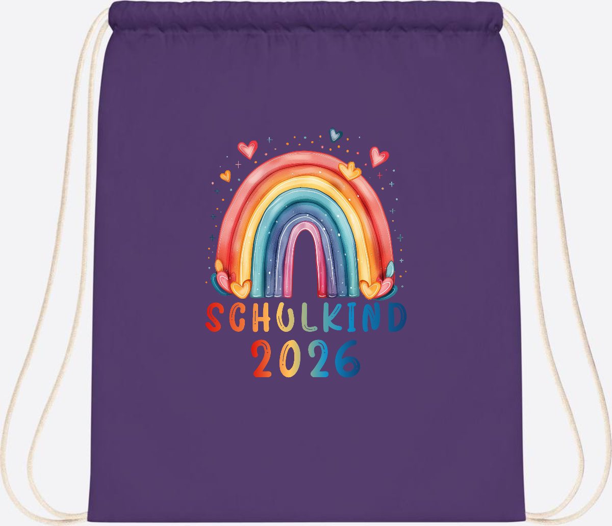 Turnbeutel Schulkind 2026 Regenbogen – Geschenk zur Einschulung - Purple