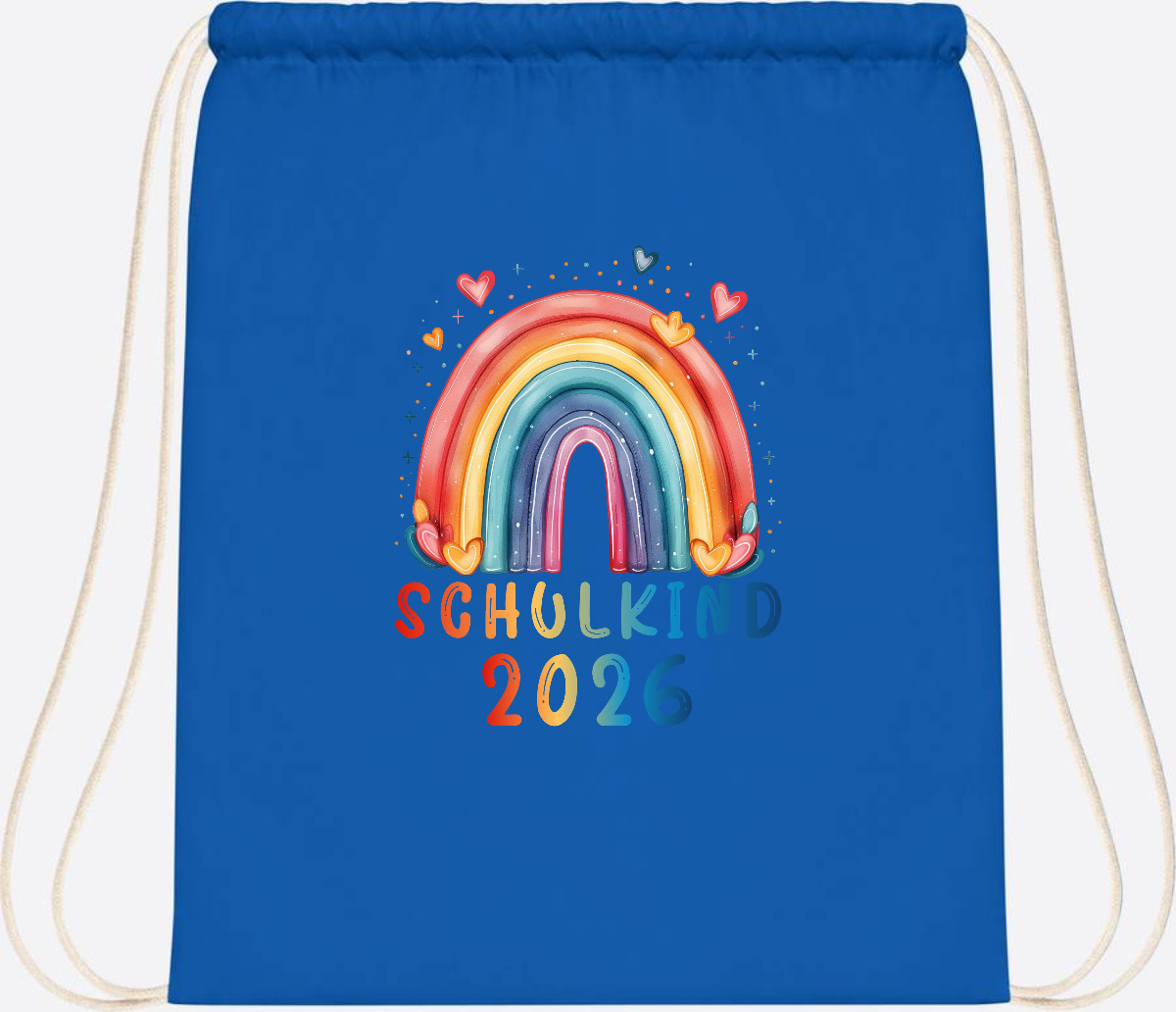 Turnbeutel Schulkind 2026 Regenbogen – Geschenk zur Einschulung - Sapphire Blue