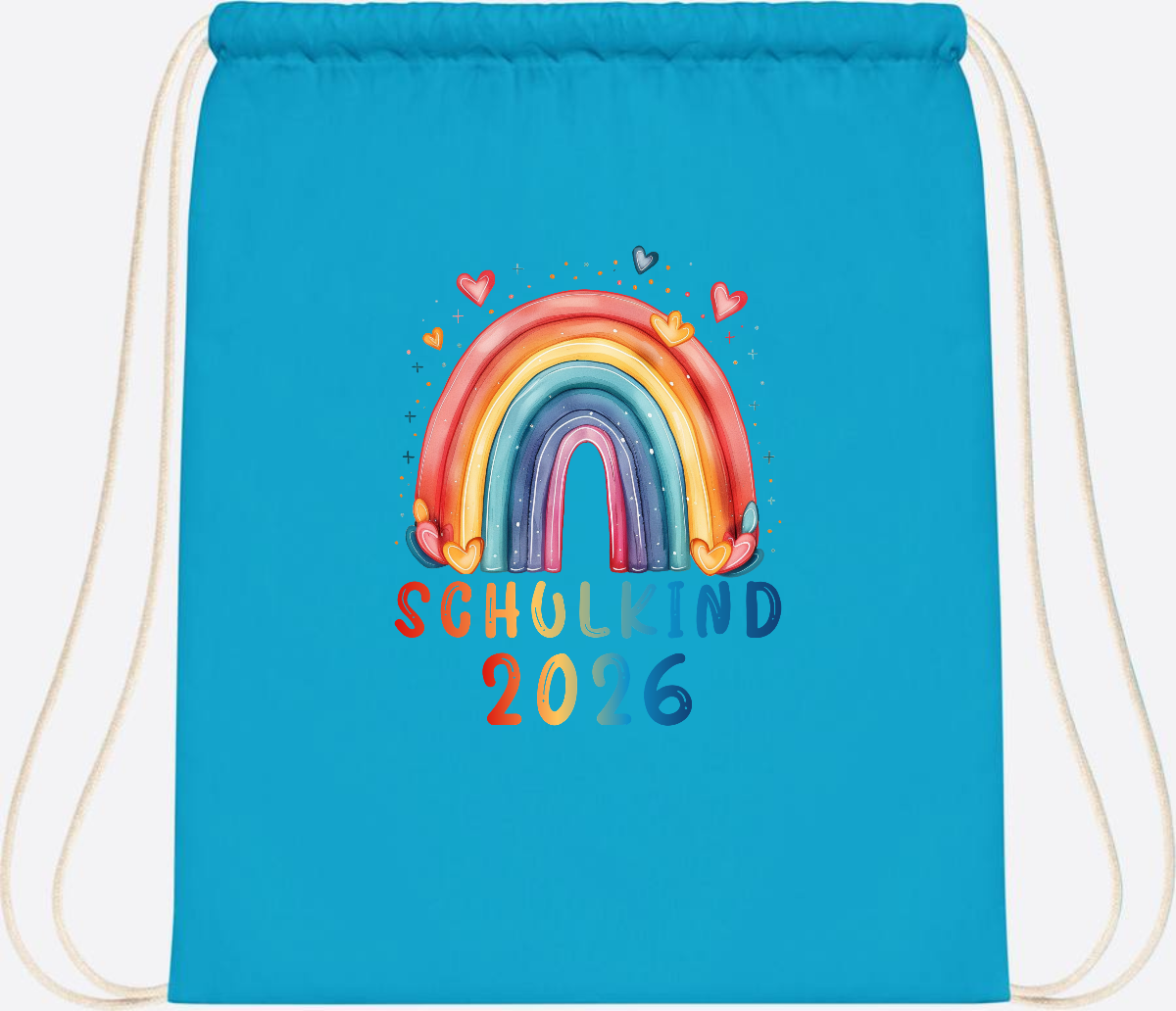 Turnbeutel Schulkind 2026 Regenbogen – Geschenk zur Einschulung - Surf Blue