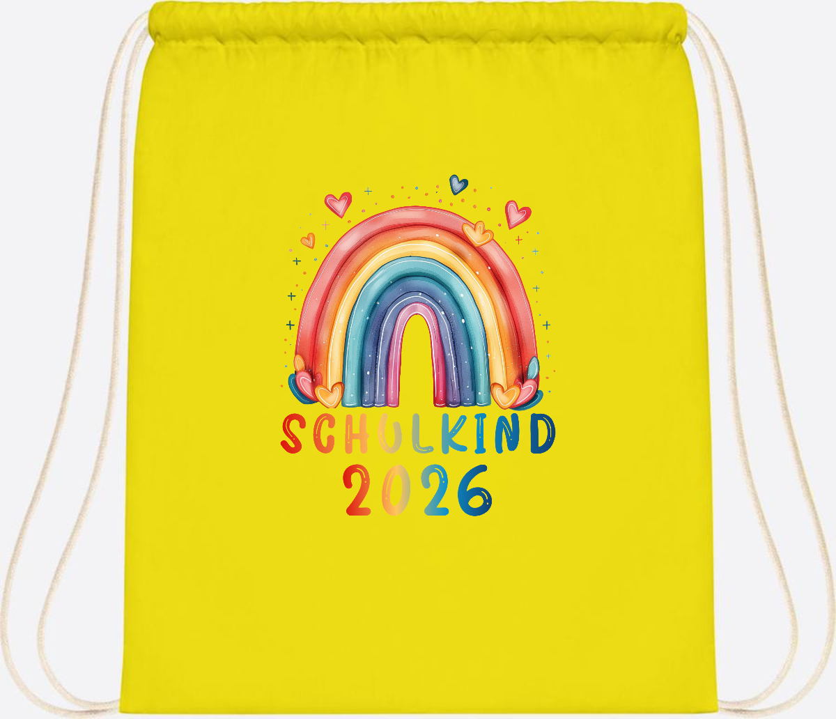 Turnbeutel Schulkind 2026 Regenbogen – Geschenk zur Einschulung - Yellow