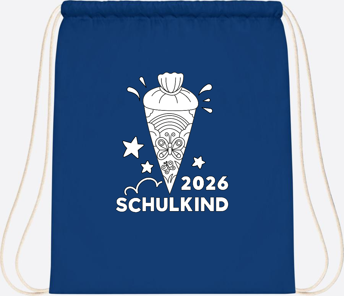 Turnbeutel Schulkind 2026 – Regenbogen zum Ausmalen mit Name - Bright Royal