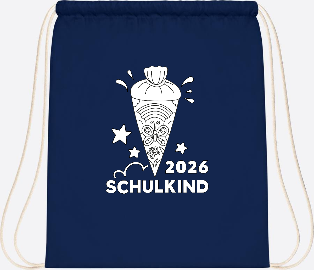 Turnbeutel Schulkind 2026 – Regenbogen zum Ausmalen mit Name - French Navy