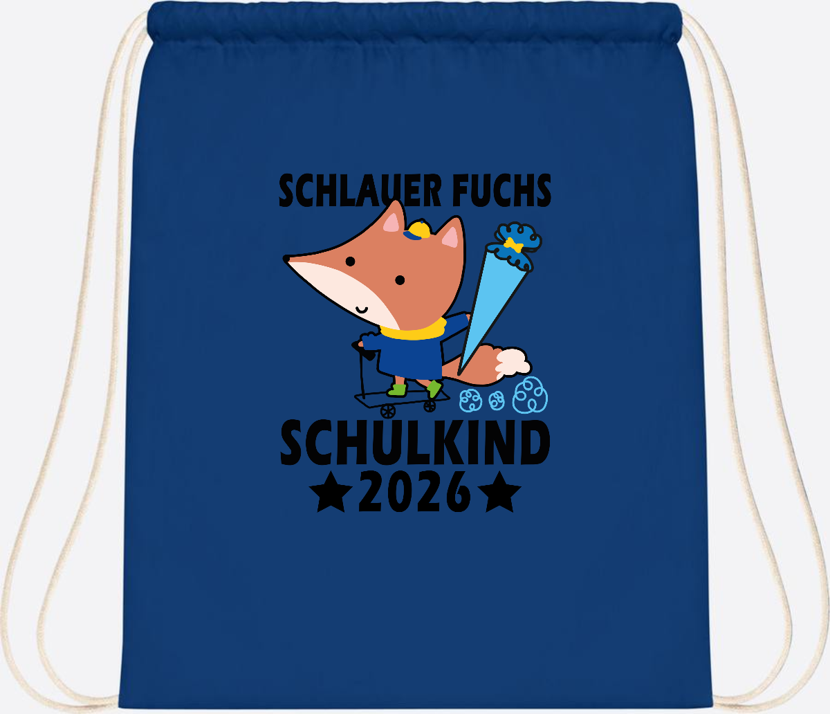 Turnbeutel Schulkind 2026 Schlauer Fuchs personalisiert - Bright Royal