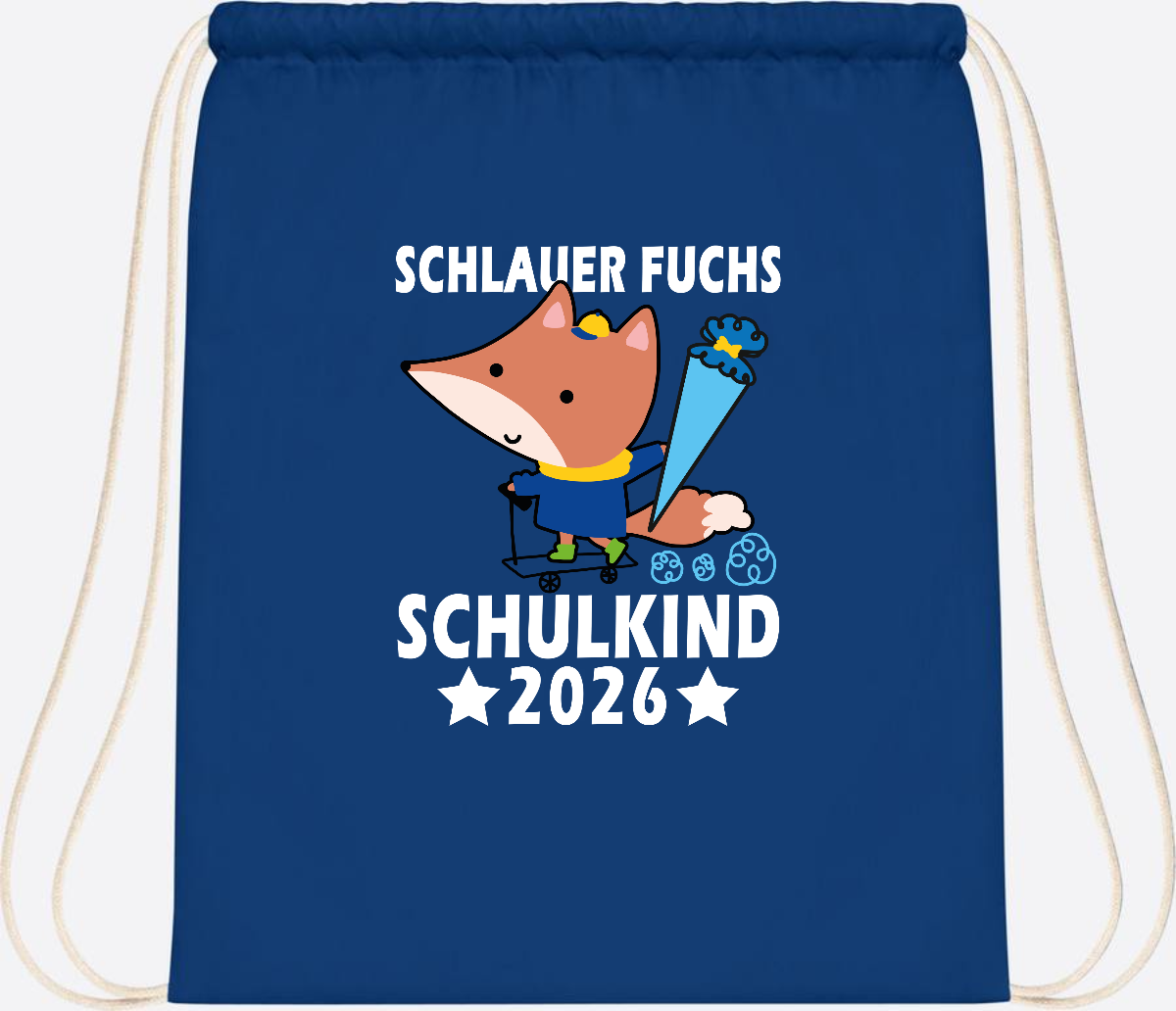 Turnbeutel Schulkind 2026 – Schlauer Fuchs personalisiert - Bright Royal