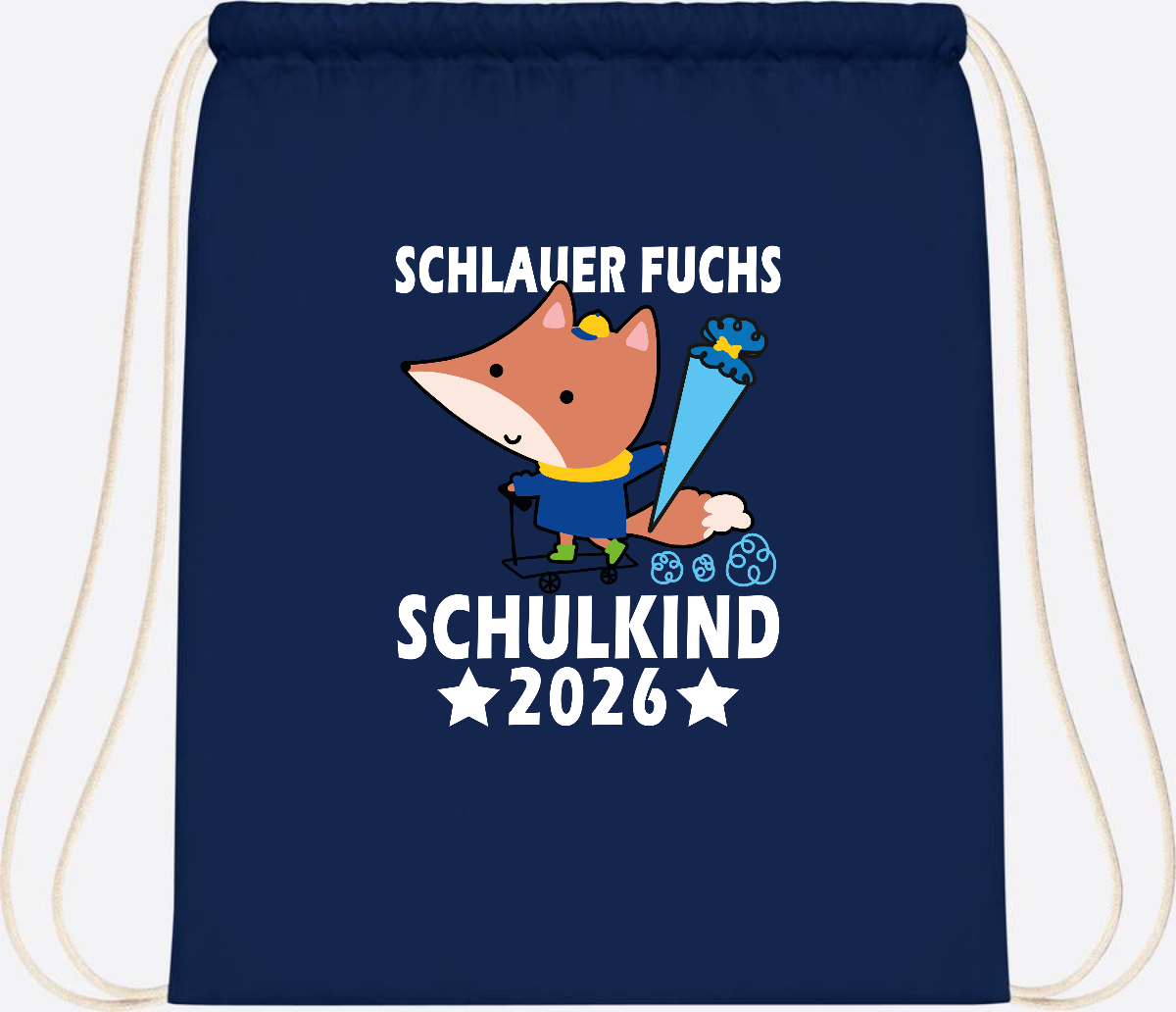Turnbeutel Schulkind 2026 – Schlauer Fuchs personalisiert - French Navy