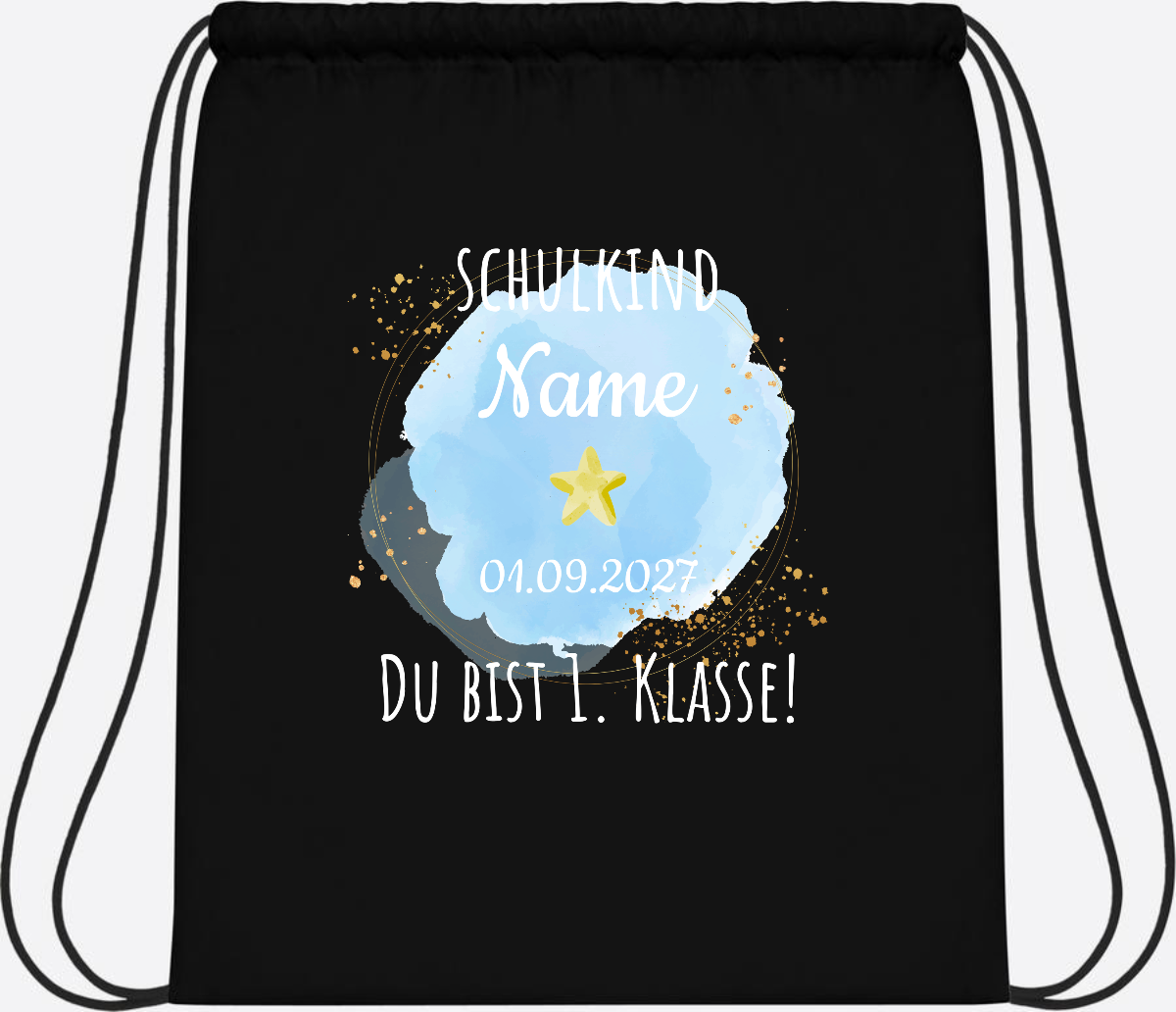 Turnbeutel Schulkind „Du bist erste Klasse“ mit Namen - Black/Black