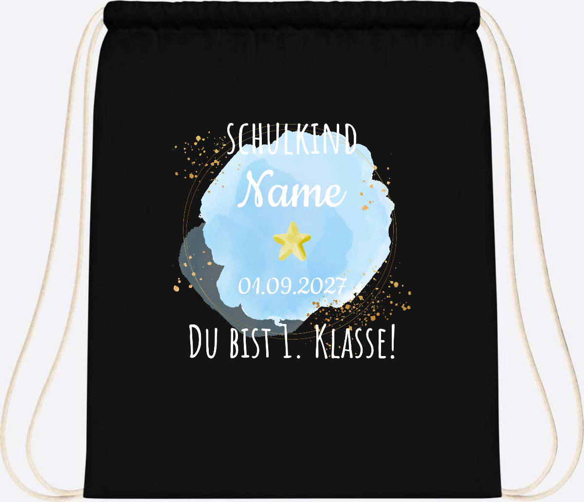 Turnbeutel Schulkind „Du bist erste Klasse“ mit Namen - Black