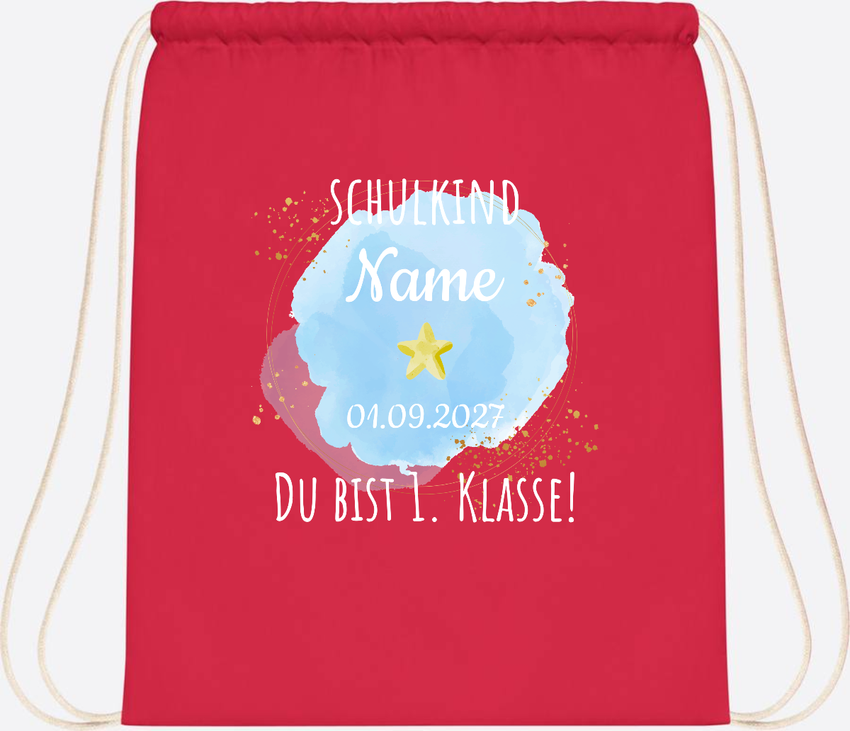 Turnbeutel Schulkind „Du bist erste Klasse“ mit Namen - Bright Red