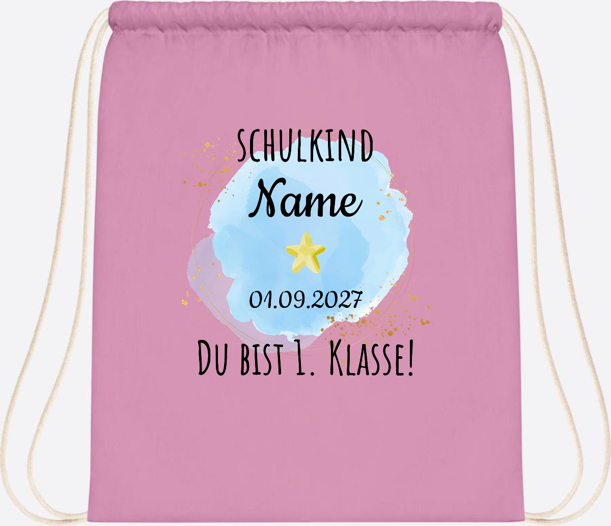 Turnbeutel Schulkind „Du bist erste Klasse“ mit Namen - Classic Pink/White