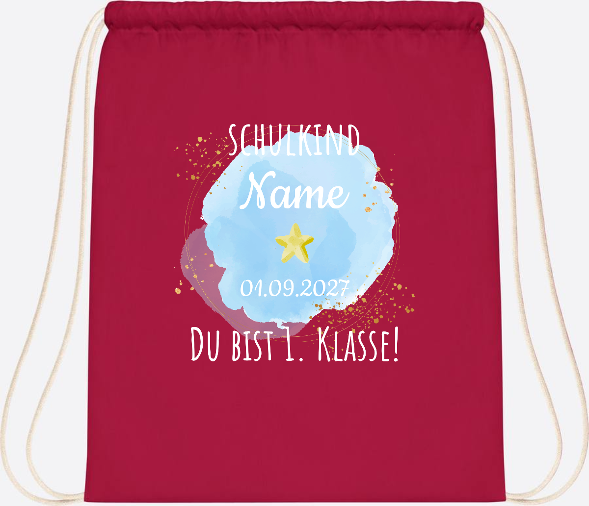 Turnbeutel Schulkind „Du bist erste Klasse“ mit Namen - Classic Red