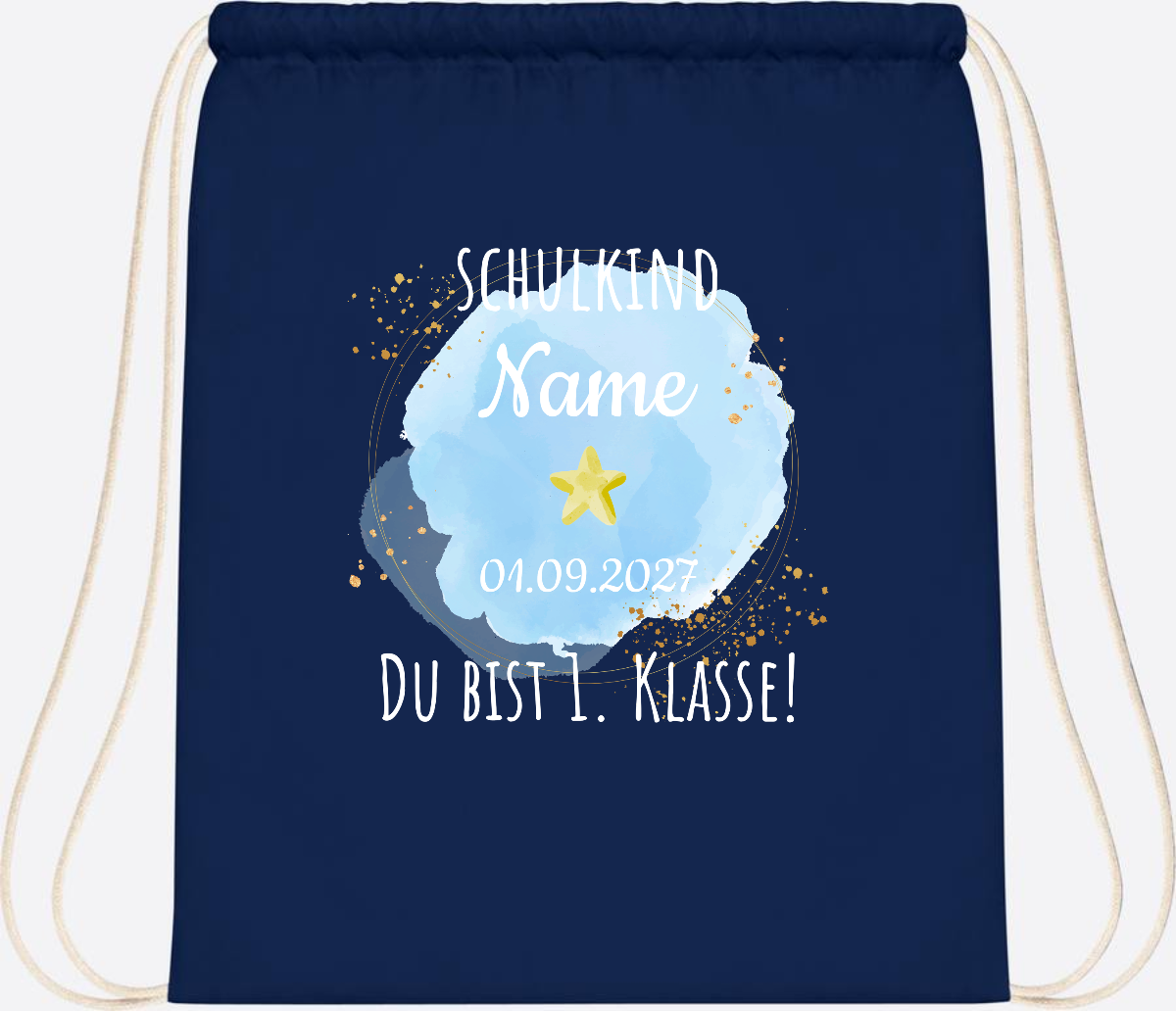 Turnbeutel Schulkind „Du bist erste Klasse“ mit Namen - French Navy