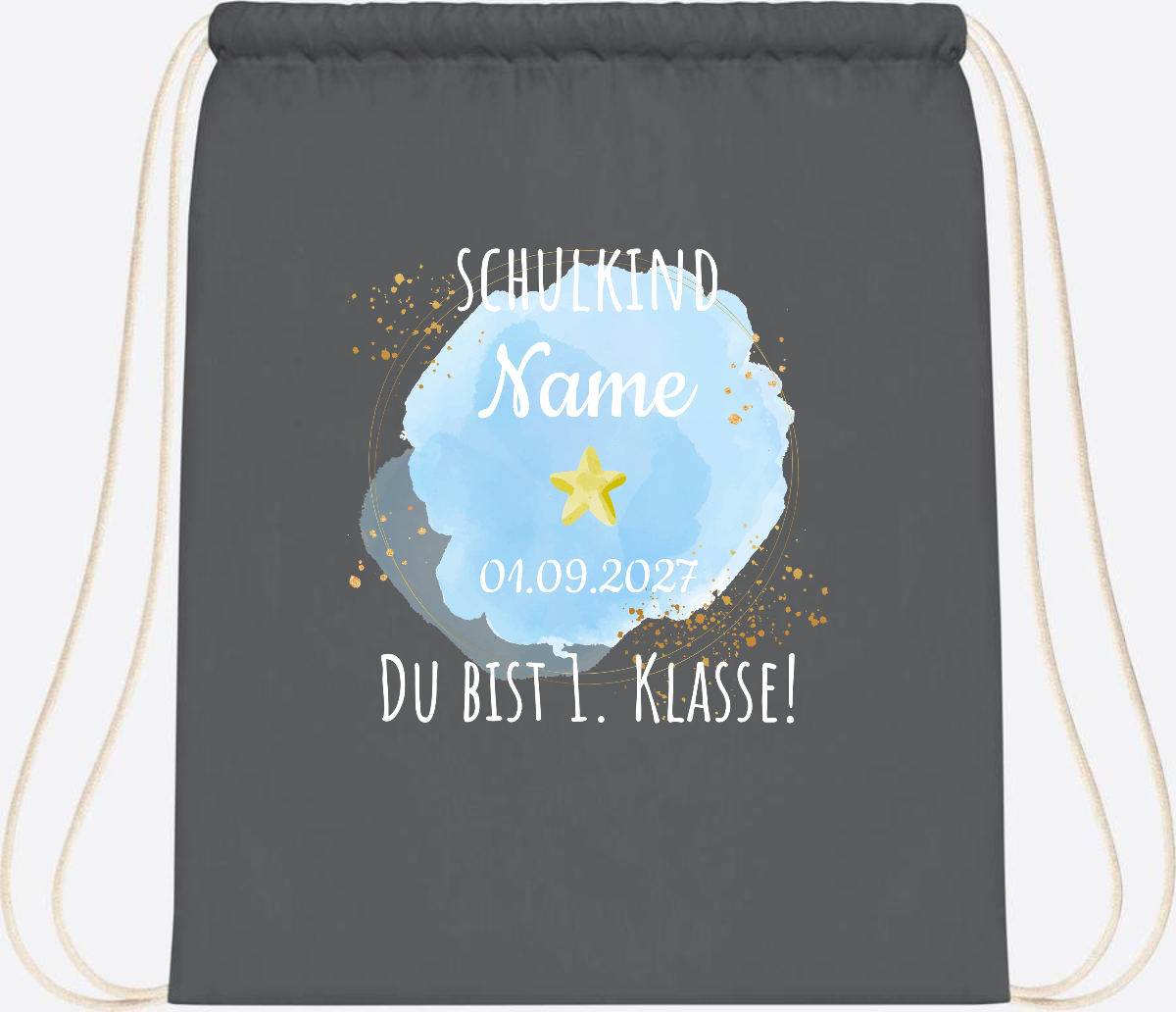 Turnbeutel Schulkind „Du bist erste Klasse“ mit Namen - Graphite Grey