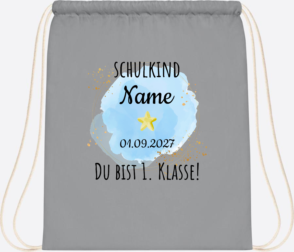 Turnbeutel Schulkind „Du bist erste Klasse“ mit Namen - Light Grey