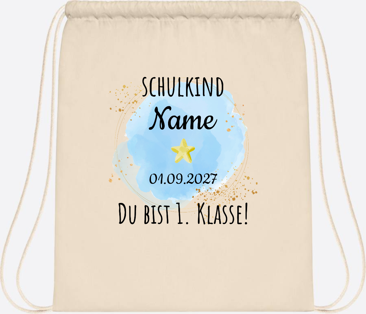 Turnbeutel Schulkind „Du bist erste Klasse“ mit Namen - Natural