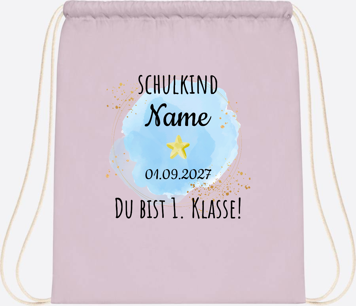 Turnbeutel Schulkind „Du bist erste Klasse“ mit Namen - Pastel Pink/White