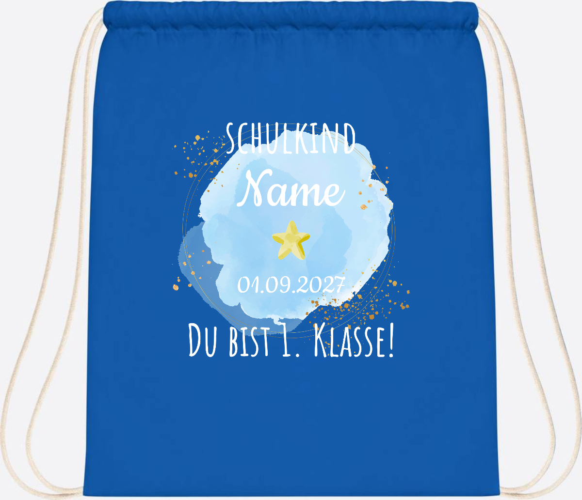 Turnbeutel Schulkind „Du bist erste Klasse“ mit Namen - Sapphire Blue
