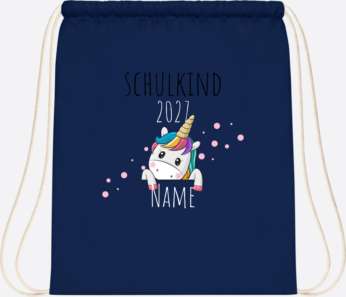 Turnbeutel Schulkind Einhorn – Personalisiert mit Name - French Navy