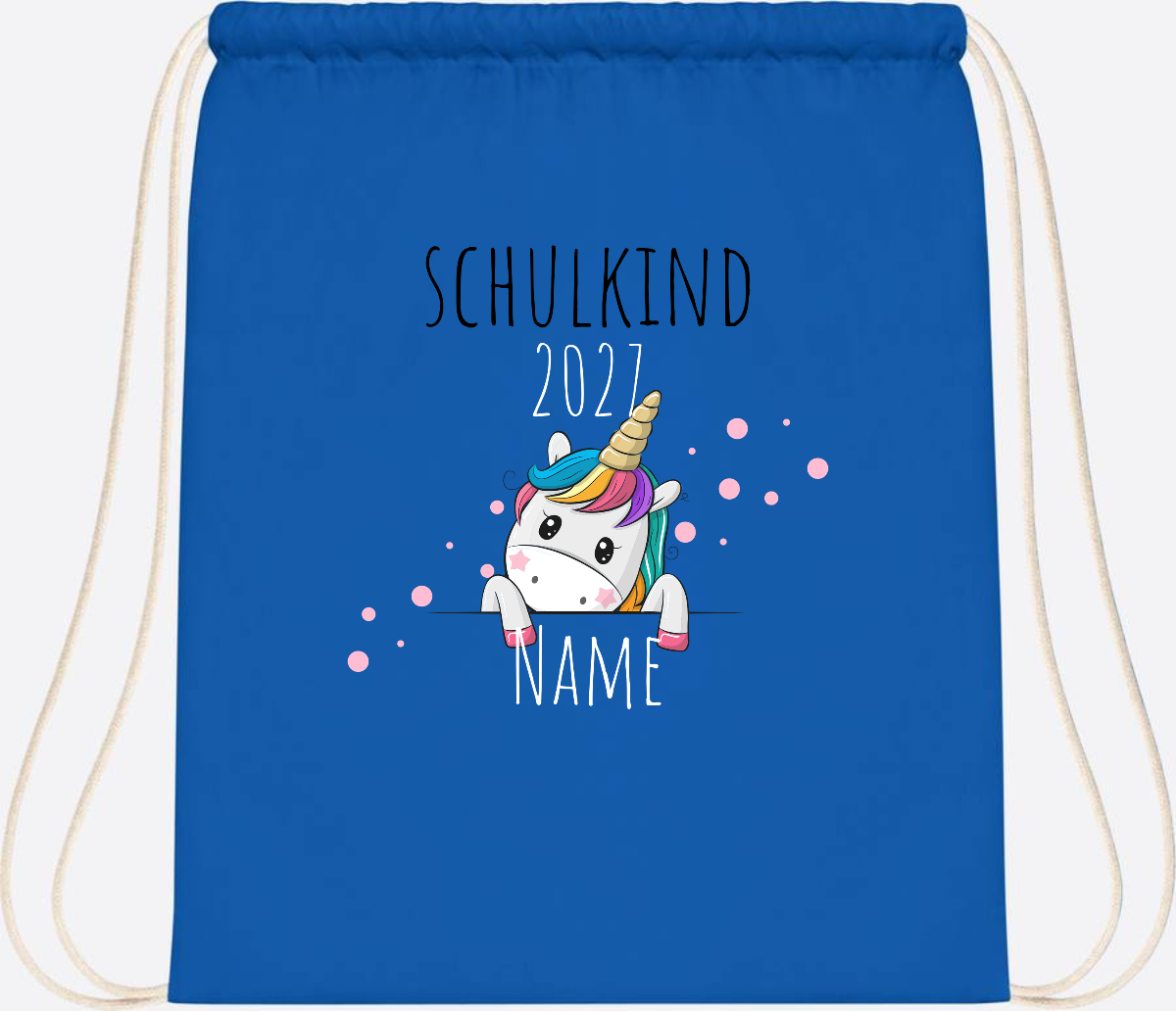 Turnbeutel Schulkind Einhorn – Personalisiert mit Name - Sapphire Blue