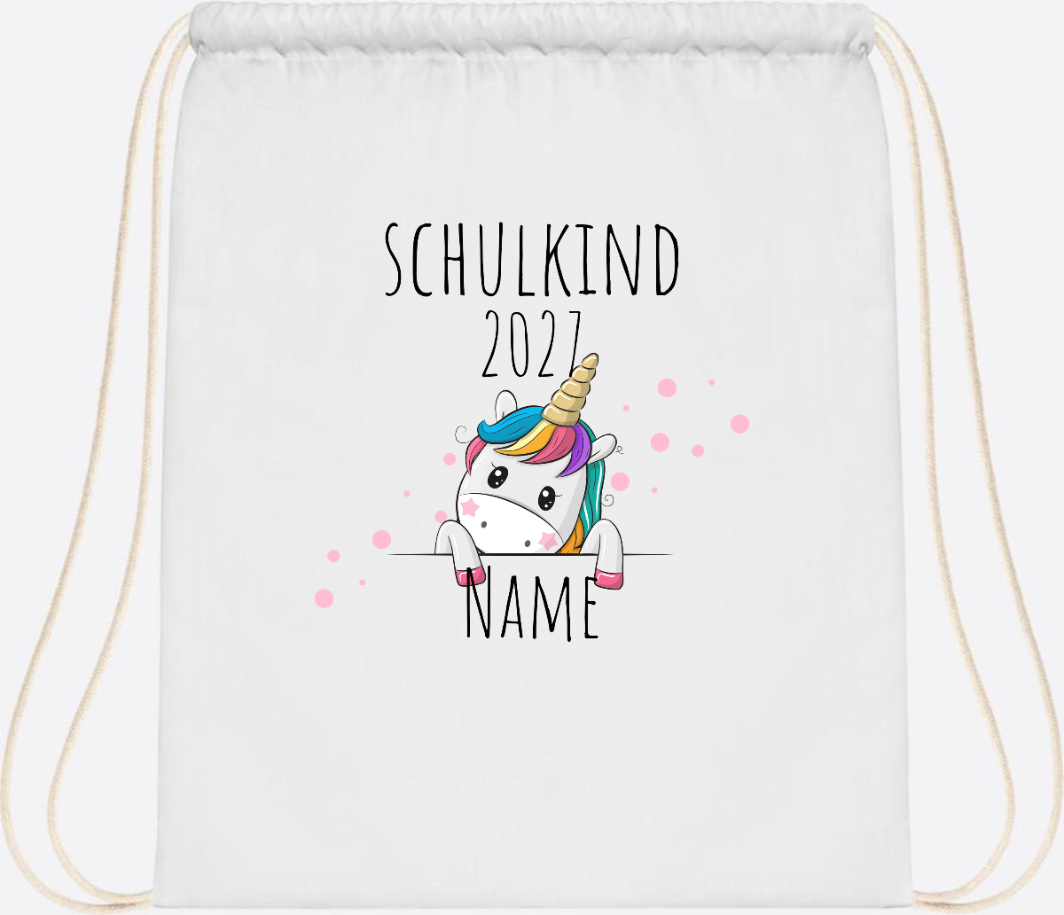 Turnbeutel Schulkind Einhorn – Personalisiert mit Name - White