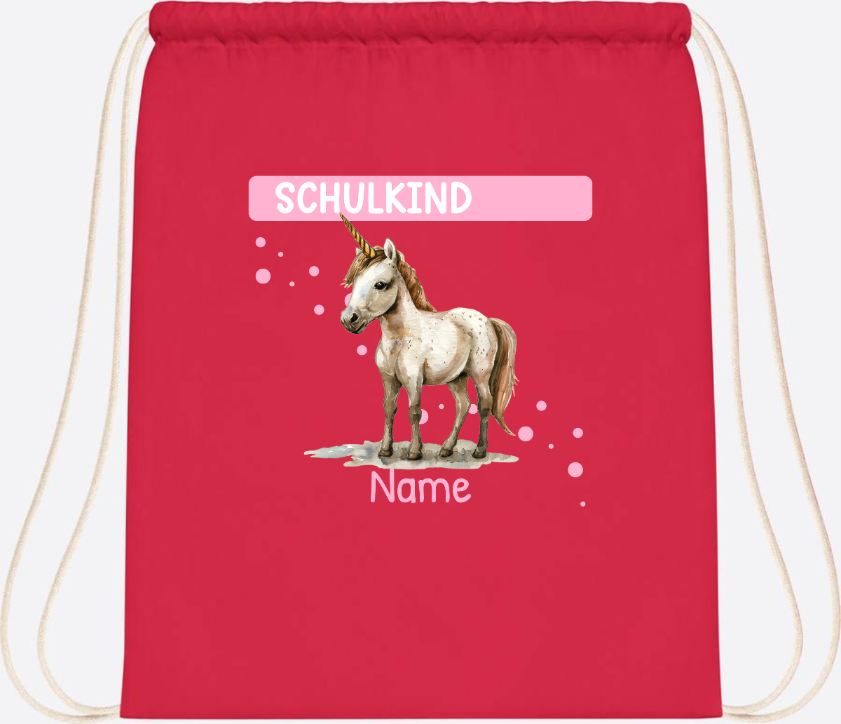Turnbeutel Schulkind Einhorn – Personalisiert mit Namen - Bright Red