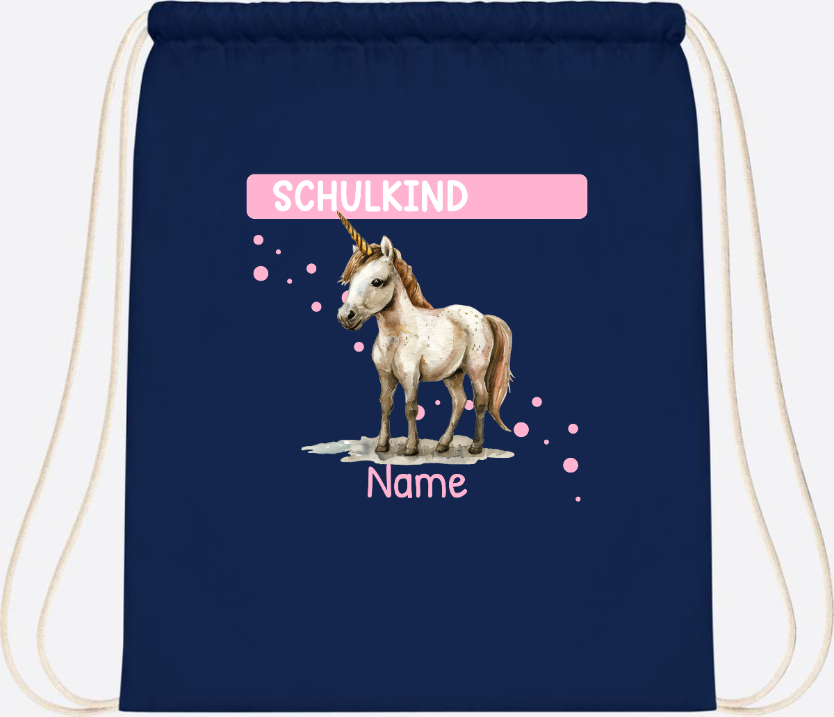 Turnbeutel Schulkind Einhorn – Personalisiert mit Namen - French Navy
