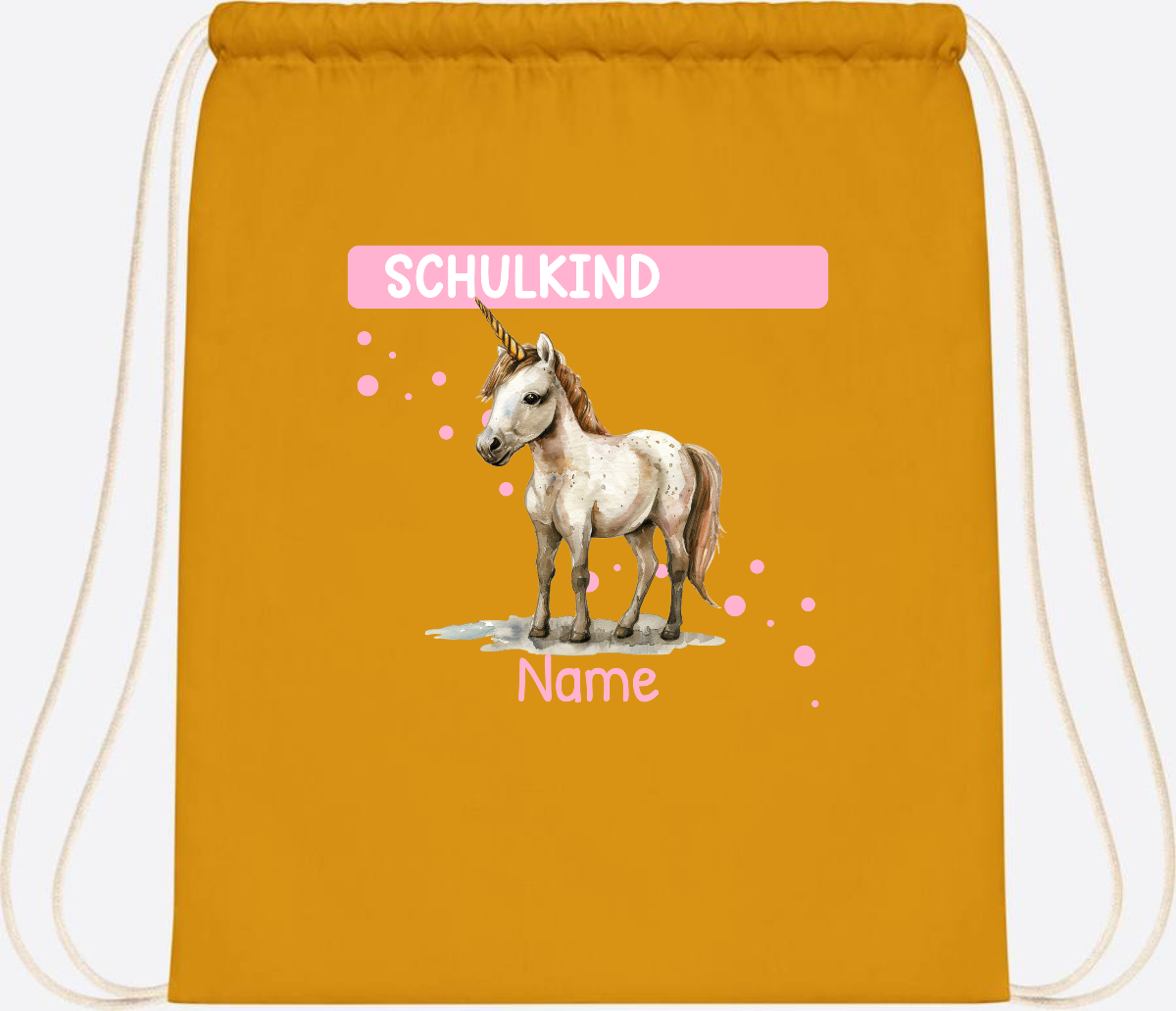 Turnbeutel Schulkind Einhorn – Personalisiert mit Namen - Mustard