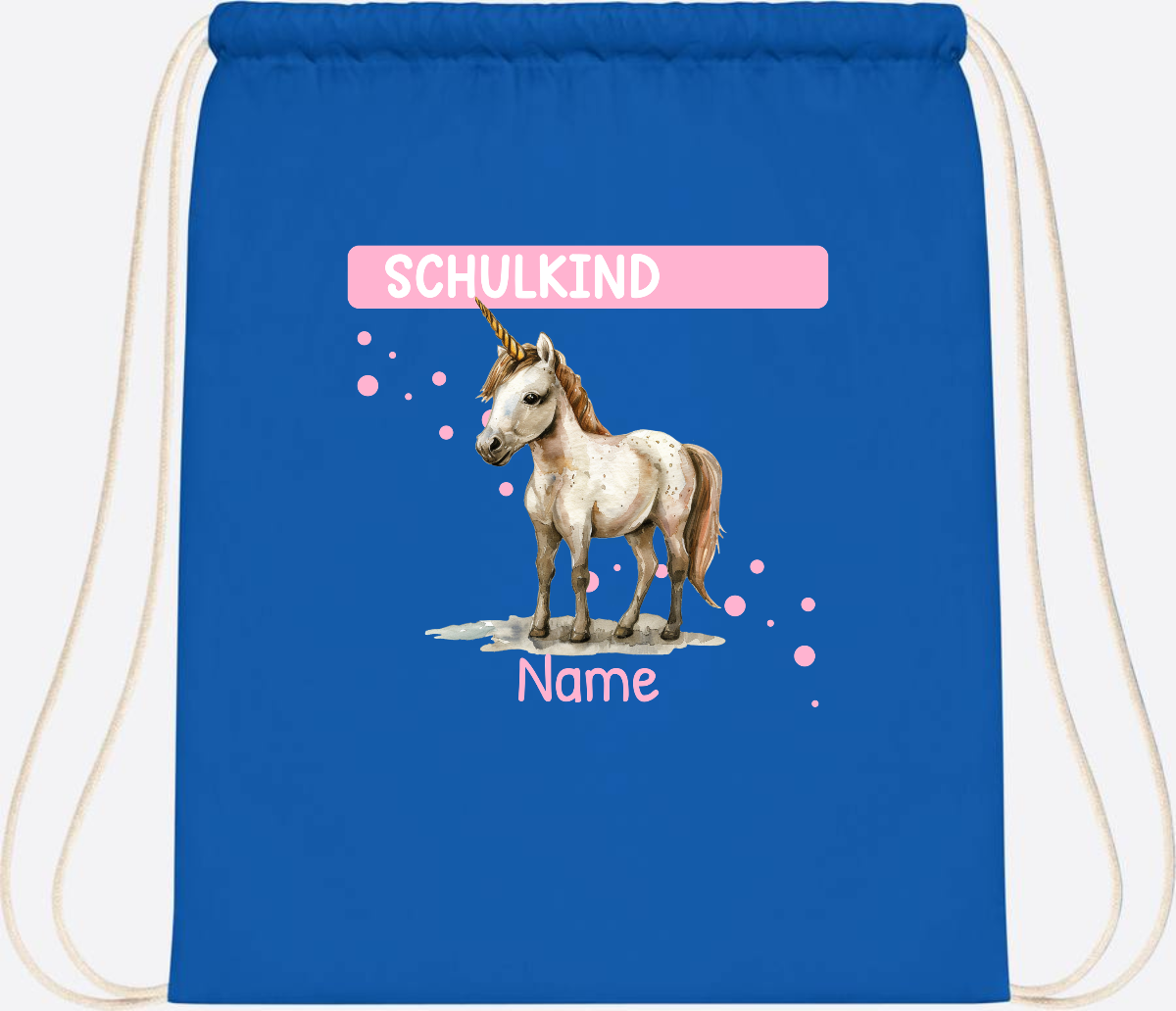 Turnbeutel Schulkind Einhorn – Personalisiert mit Namen - Sapphire Blue